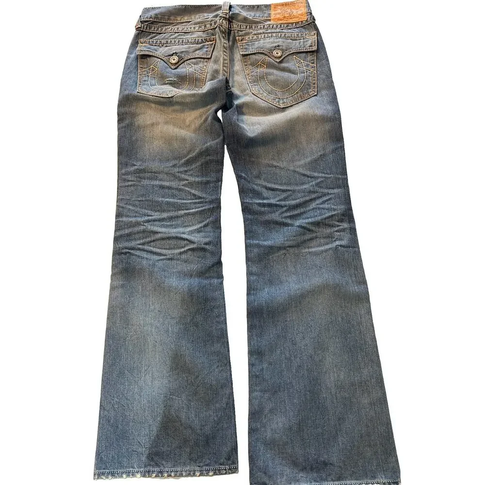 True Religion Billy Big T Distressed Jeans Mens 34 Blue Made In USA Y2K